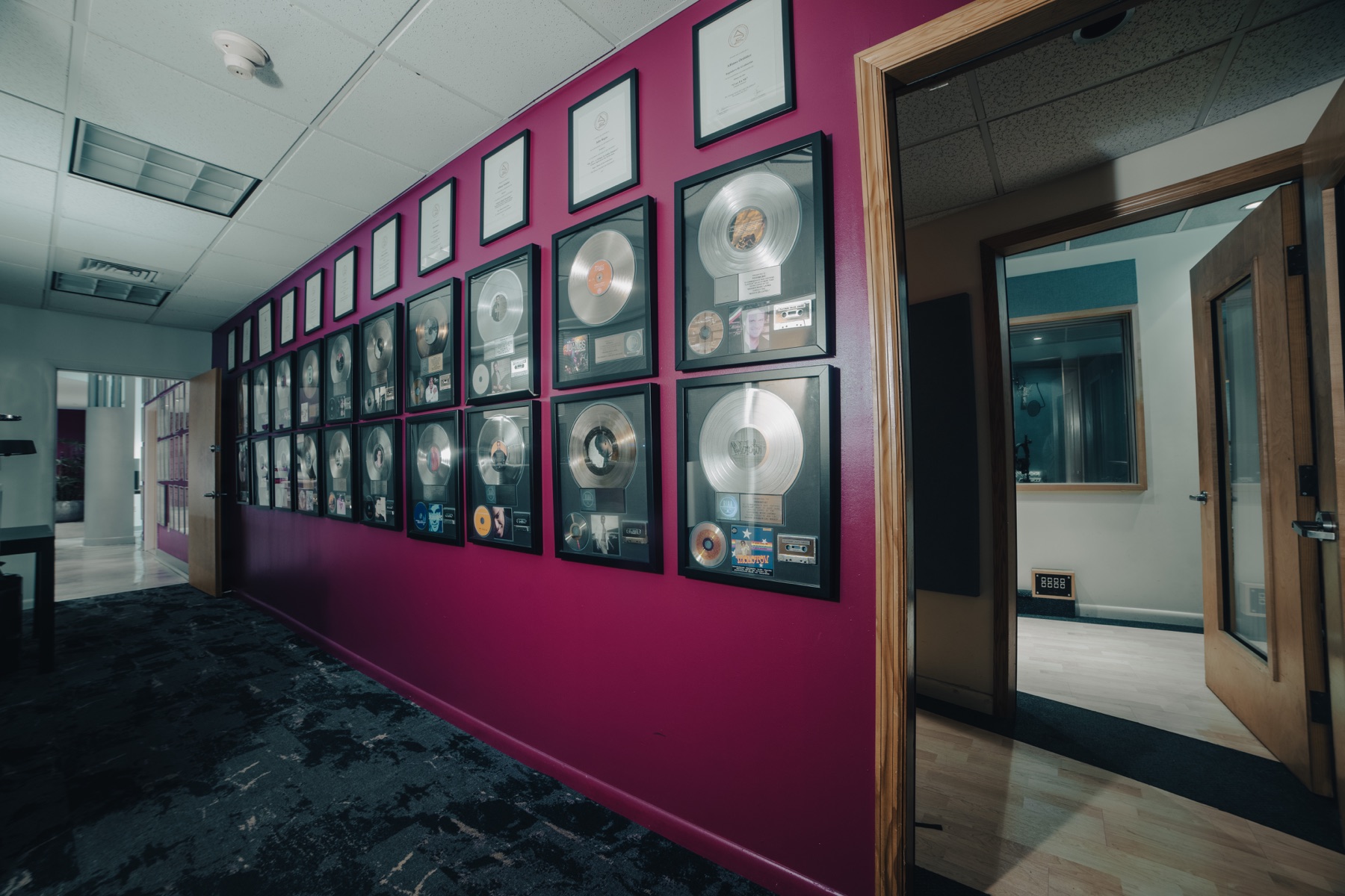 Records and plaques wall